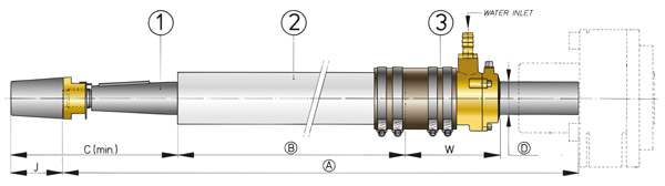 Труба дейдвудная стеклопластик. c резин. подшипником Ø 40 мм, дл. 500 мм VETUS
