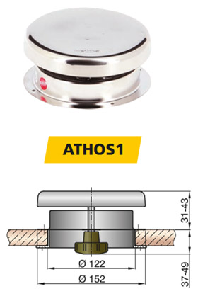 Вентилятор грибовидный Athos1 (ø 152 мм, с декор.пластиковым кольцом) 